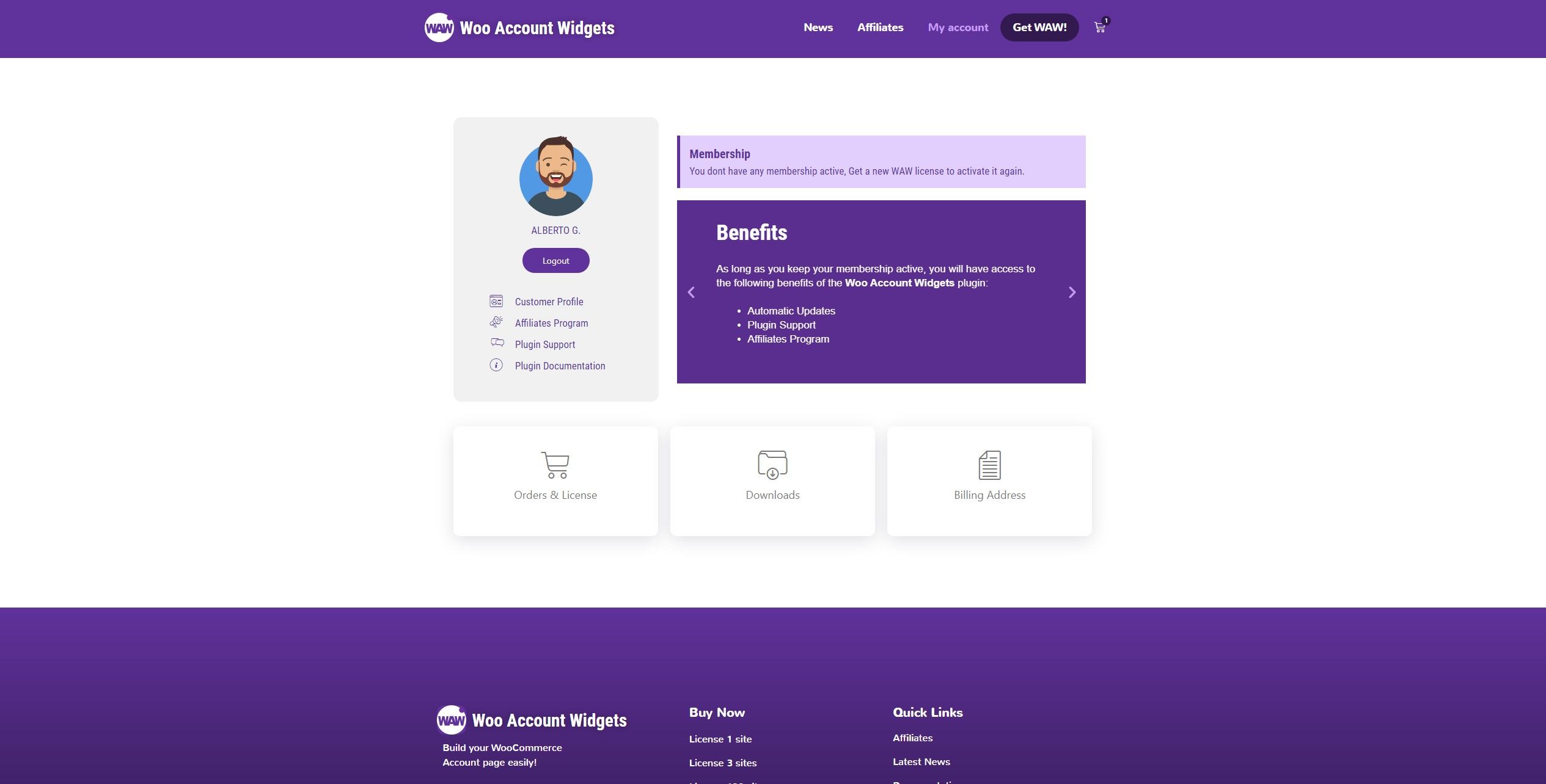waw account page result